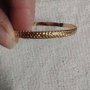 Goldtone bangle textured bracelet large